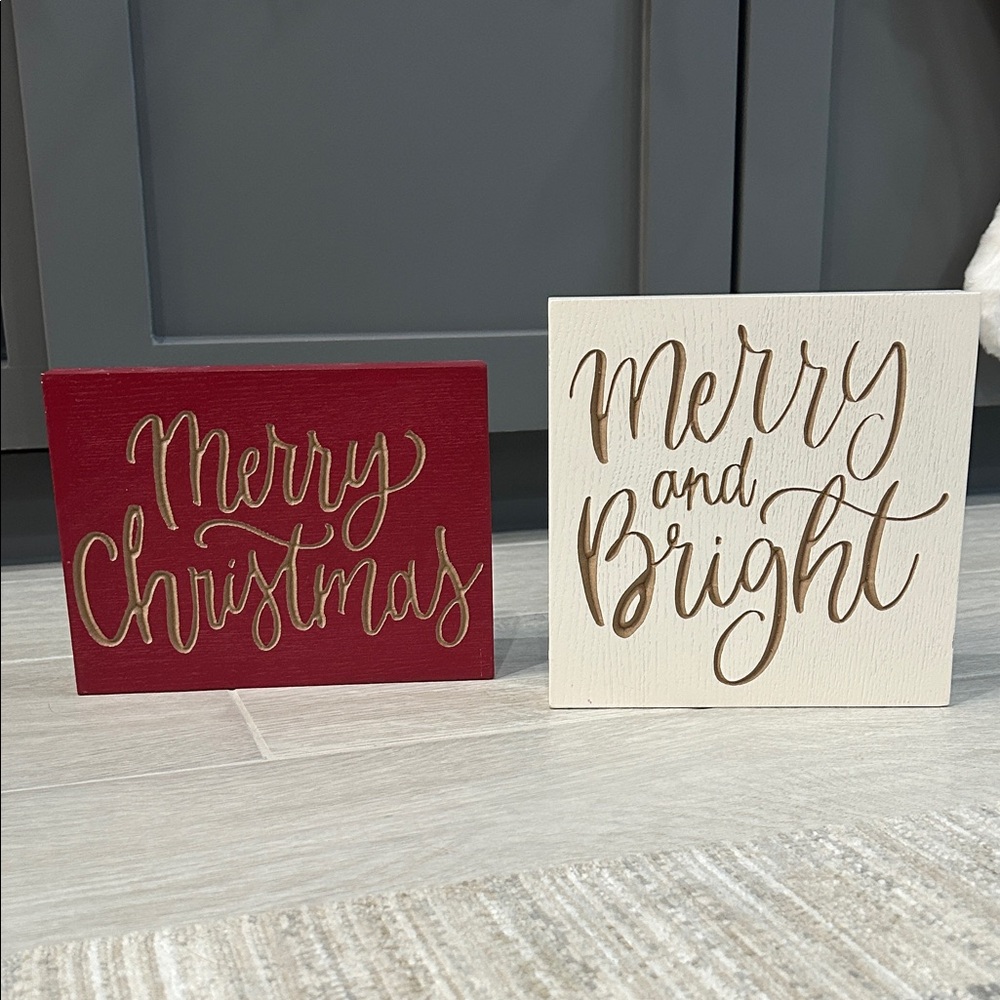 Hobby Lobby Red and Cream Holiday Sign Duo